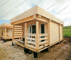 Проект деревянного c верандой дома гостевого «Солярис»