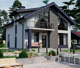Проект дома с искуственным камнем из газобетона Боровск 6