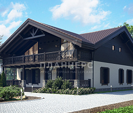 Проект большого комбинированного загородного дома в стиле Шале