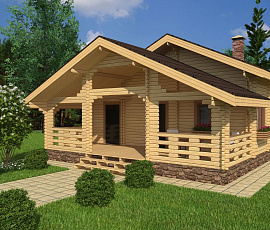 Проект деревянного c камином дома Теплый из бруса «Новая сказка»