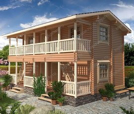Проект деревянного двухэтажного дома Летний гостевой дом «Квартет гранд»
