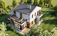 Проект двухэтажного дома с верандой в современном стиле