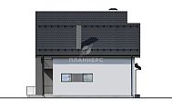 Проект двухэтажного дома с отделкой декоративной штукатуркой и большим витражным окном