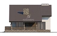 Проект дома с витражными окнами и просторной террасой