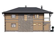 Проект двухэтажного дома для узкого участка с гаражом, большим балконом и отличным внешним видом