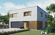 Проект квадратного дома в минималистичном стиле с отделкой хай-тек