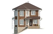 Проект двухэтажного дома для наклонного участка с подвальным этажом