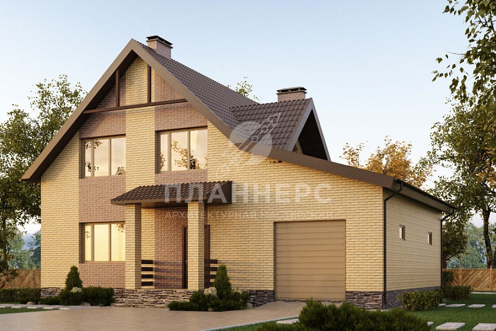 Компактный дом с мансардным этажом, балконом и гаражом