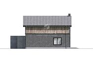 Проект мансардного дома с комбинированной отделкой и пристроенным навесом для авто