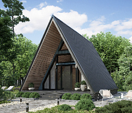 Проект дома с двускатной крышей Ока 6х8 А