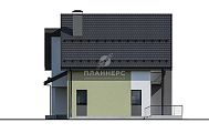 Проект двухэтажного дома с отделкой декоративной штукатуркой и большим витражным окном