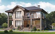 Проект двухэтажного коттеджа с террасой и балконом