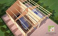 Проект гаража с навесом из бруса «Инь-Ян»
