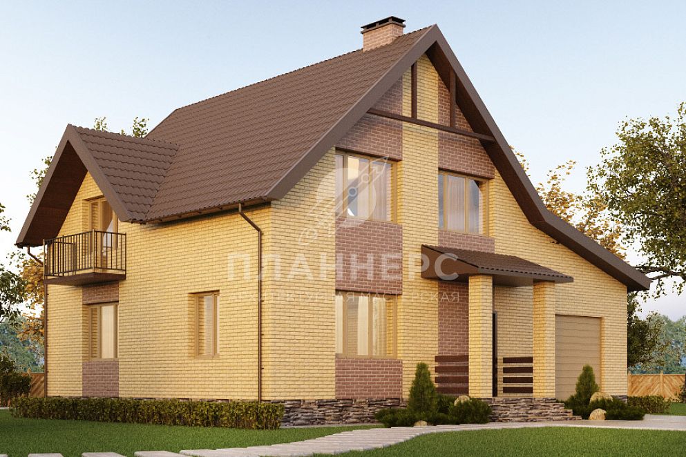 Компактный дом с мансардным этажом, балконом и гаражом