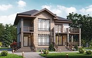 Проект двухэтажного коттеджа с террасой и балконом