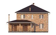 Проект дома с террасой, камином и сауной