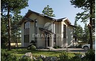Проект мансардного дома с лестницей в эркере