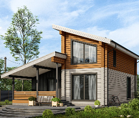 Проект двухэтажного дома с комбинированной крышей Дизайн-коттедж 160
