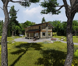 Проект дома с двускатной крышей Московский 2