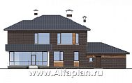 Проект: 560E. «Прайд» - проект современного двухэтажного дома, мастер спальня, с террасой и сауной, гараж на 2 авто, фасад из кирпичей