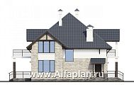 Проект: 142B. «Брилланте» - проект дома с мансардой, из кирпичей, с террасой и балконом, с пирамидальной кровлей