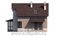 Проект: 673E. «Регата» - проект дома с мансардой, столовая со вторым светом, с террасой, гостиная со стороны террасы, мастер спальня