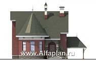 Проект: 54A. «Альтбург» - проект  дома с мансардой, с полукруглым эркером и с навесом для 1 авто, в стиле замка