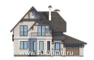 Проект: 102B. Проект двухэтажного дома из газобетона «Шевалье» с террасой, с гаражом и с эркером