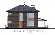 Проект: 560E. «Прайд» - проект современного двухэтажного дома, мастер спальня, с террасой и сауной, гараж на 2 авто, фасад из кирпичей