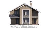 Проект: 708A. «Ижора» - проект дома с мансардой, планировка дома с террасой, с двускатной кровлей