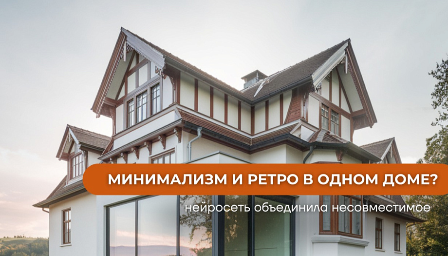 Минимализм и ретро в одном доме? Посмотрите, как нейросеть объединила несовместимое