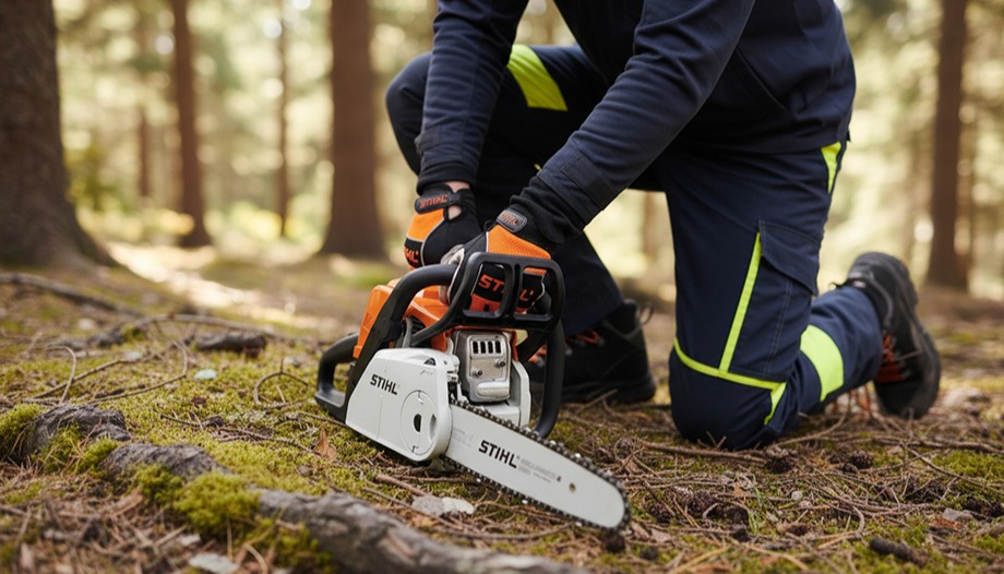 Запуск бензопилы Stihl